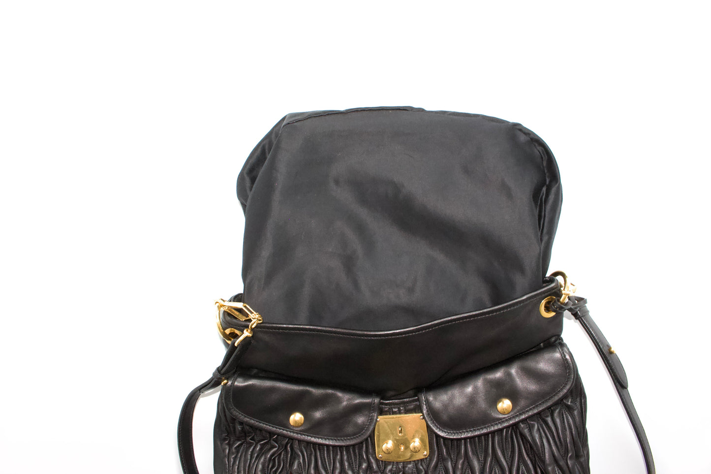 Miu Miu black matelasse Coffer crossbody bag