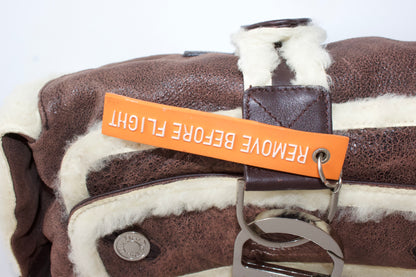 Dior FW 2005 Flight brown shearling shoulder bag