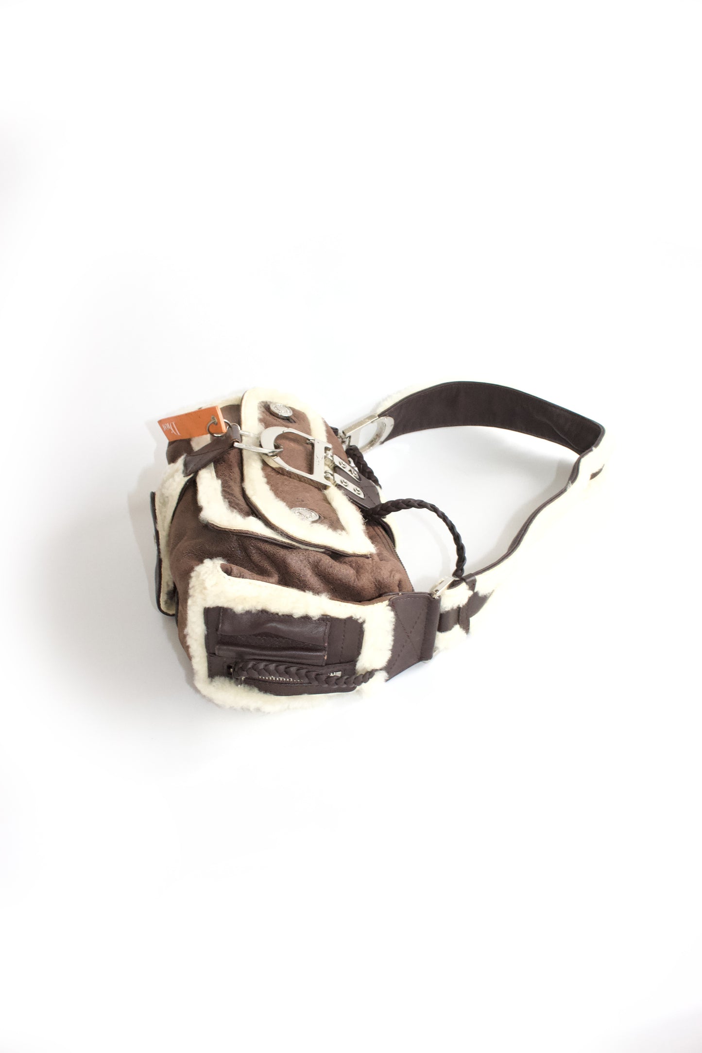 Dior FW 2005 Flight brown shearling shoulder bag