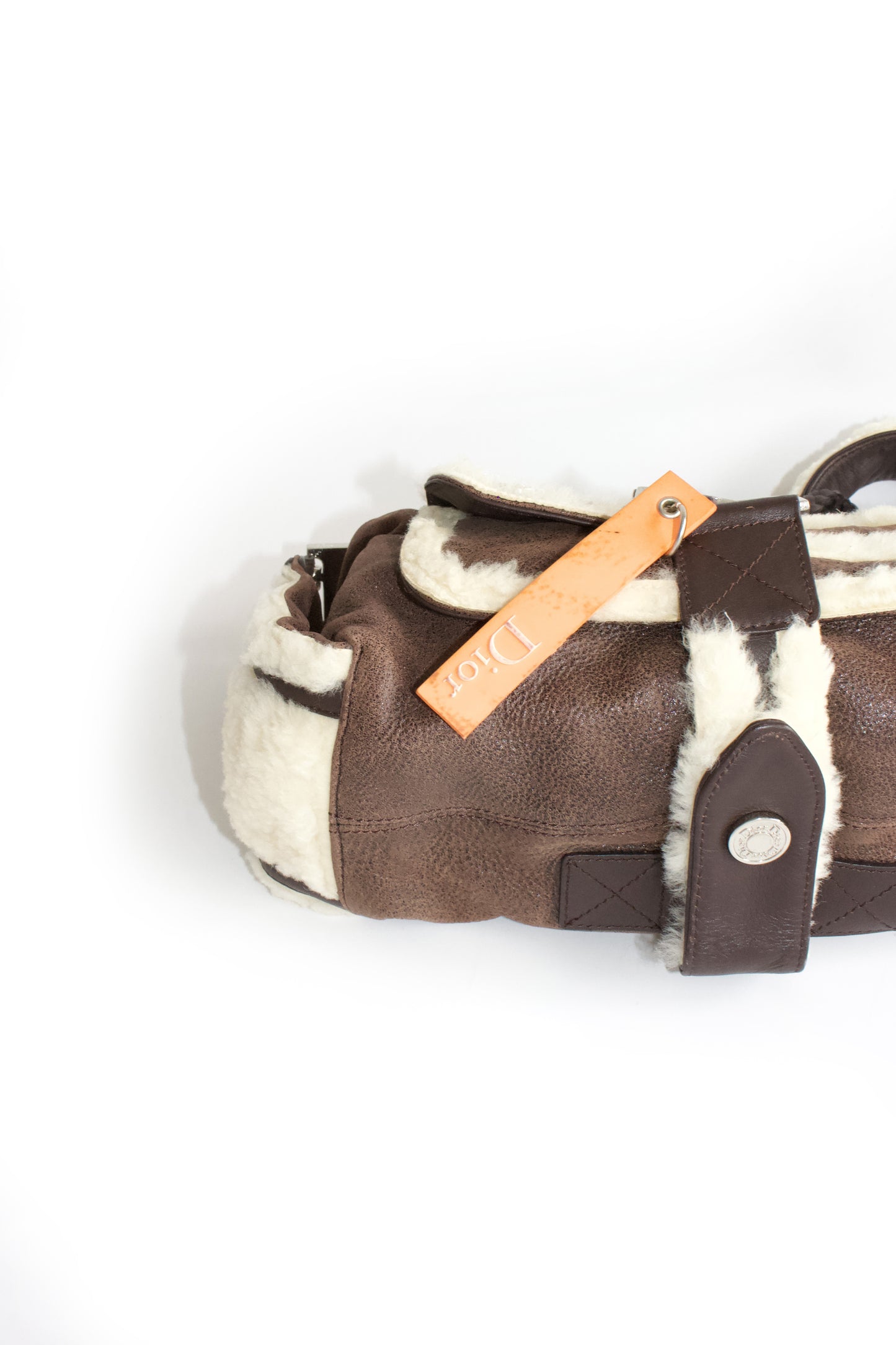Dior FW 2005 Flight brown shearling shoulder bag