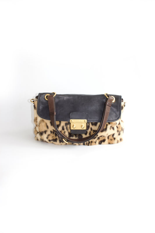 Miu Miu cheetah print calf fur & leather handbag