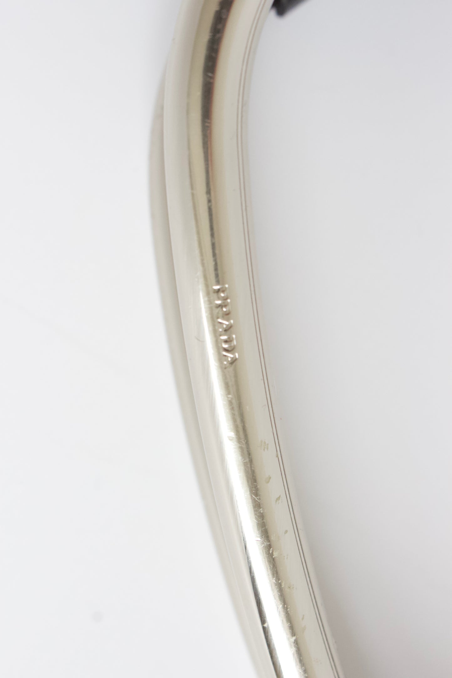 Prada SS 2003 black nylon shoulder bag with metal handle