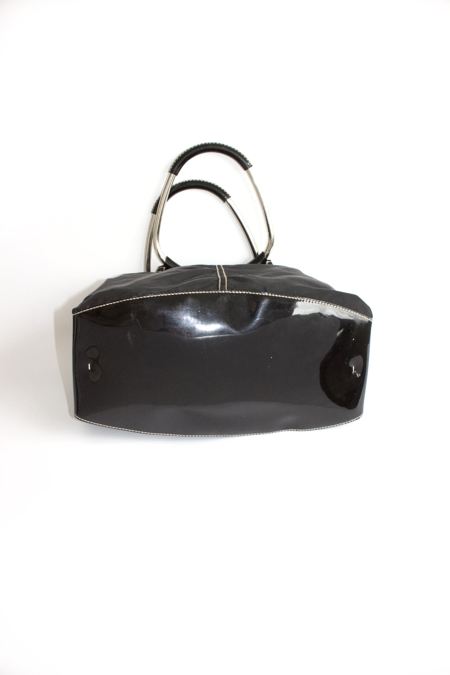 Prada SS 2003 black nylon shoulder bag with metal handle