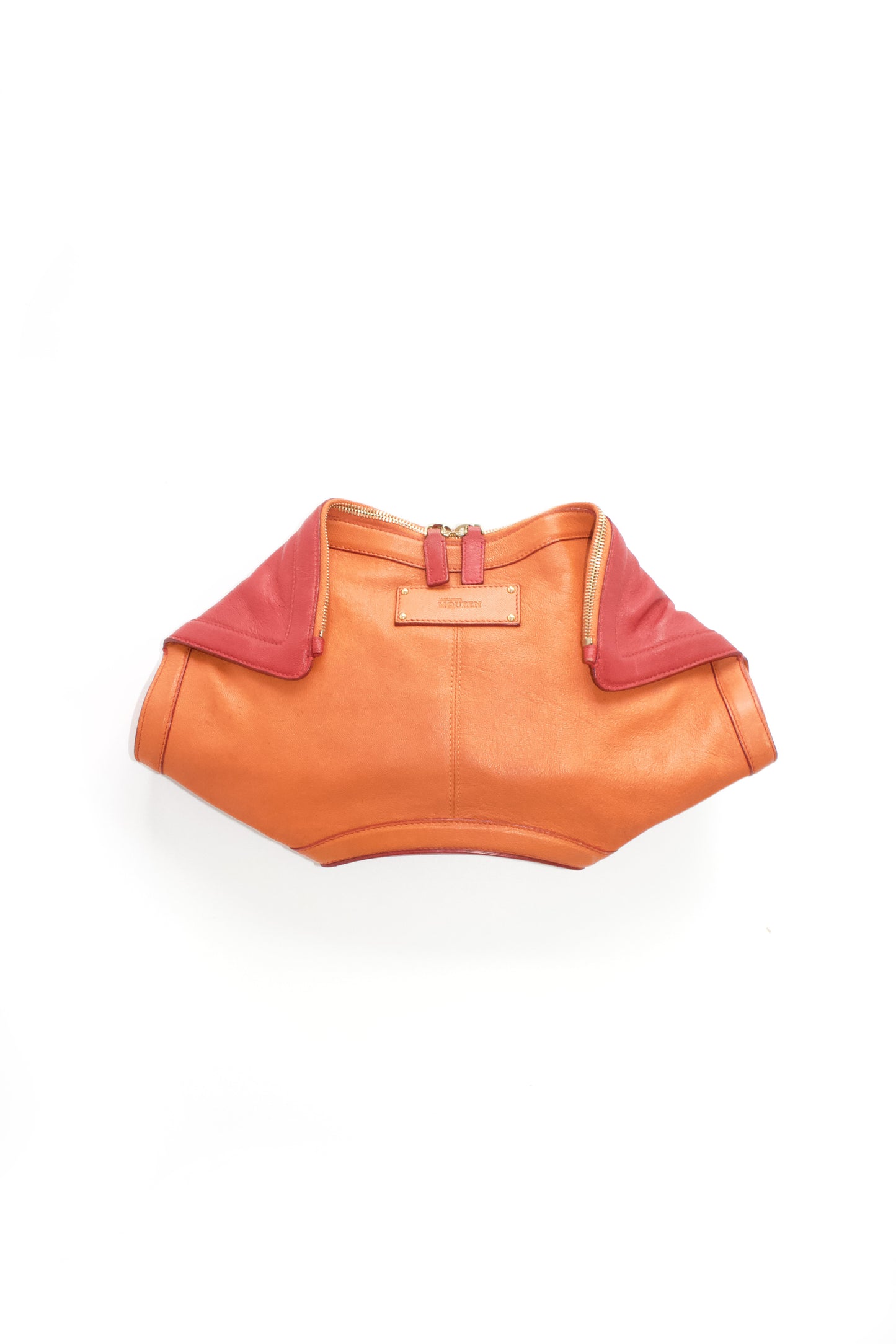 Alexander McQueen SS 2010 De Manta red & orange leather clutch