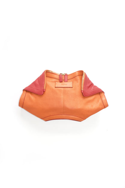 Alexander McQueen SS 2010 De Manta red & orange leather clutch