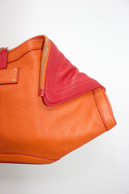 Alexander McQueen SS 2010 De Manta red & orange leather clutch
