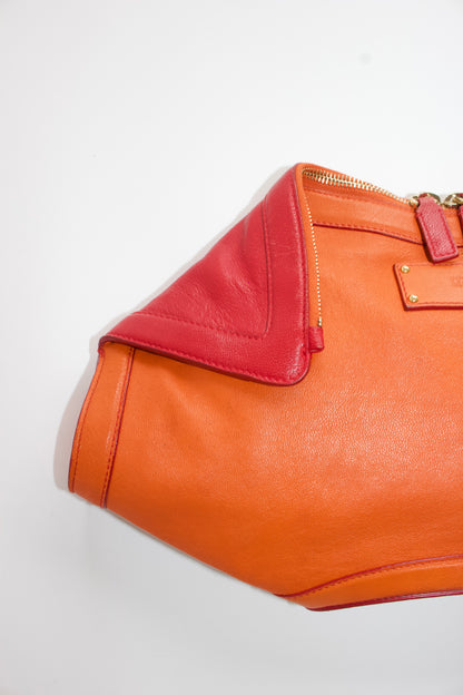 Alexander McQueen SS 2010 De Manta red & orange leather clutch