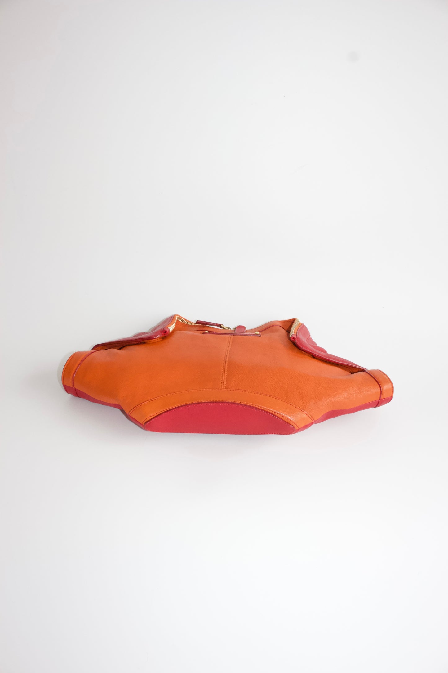 Alexander McQueen SS 2010 De Manta red & orange leather clutch
