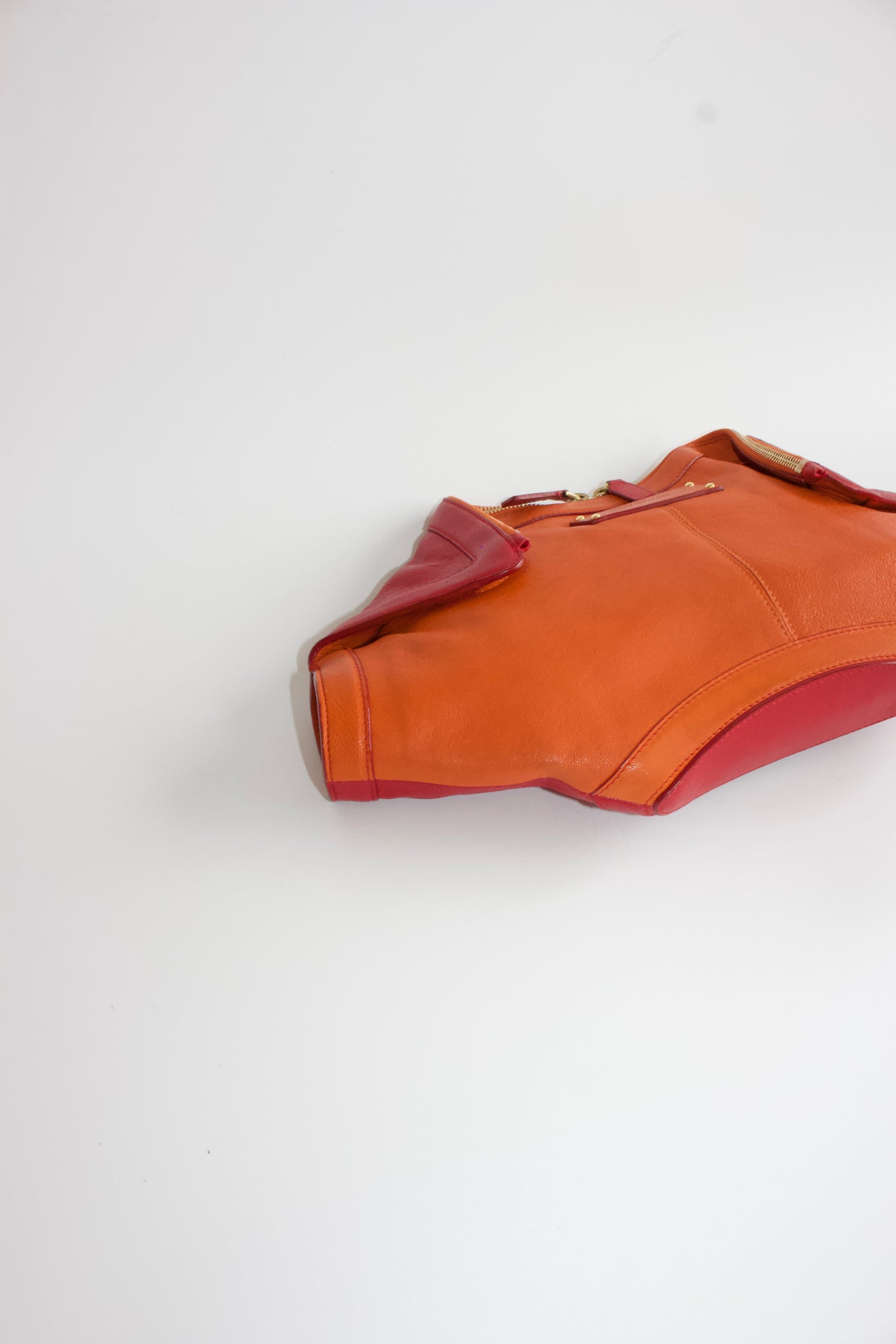 Alexander McQueen SS 2010 De Manta red & orange leather clutch
