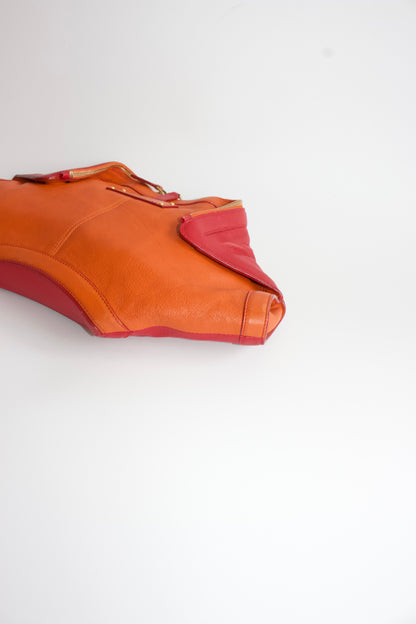 Alexander McQueen SS 2010 De Manta red & orange leather clutch