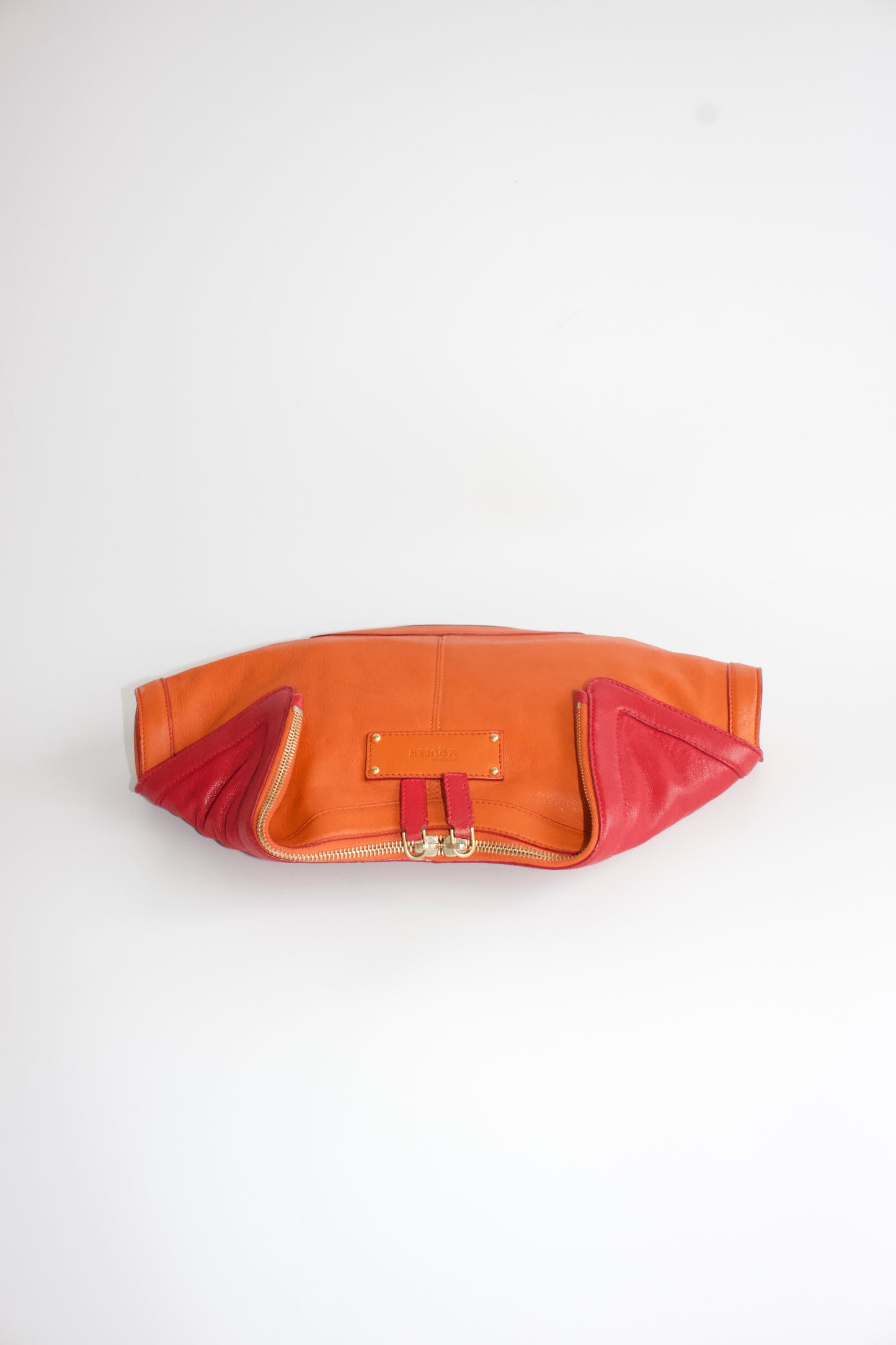 Alexander McQueen SS 2010 De Manta red & orange leather clutch