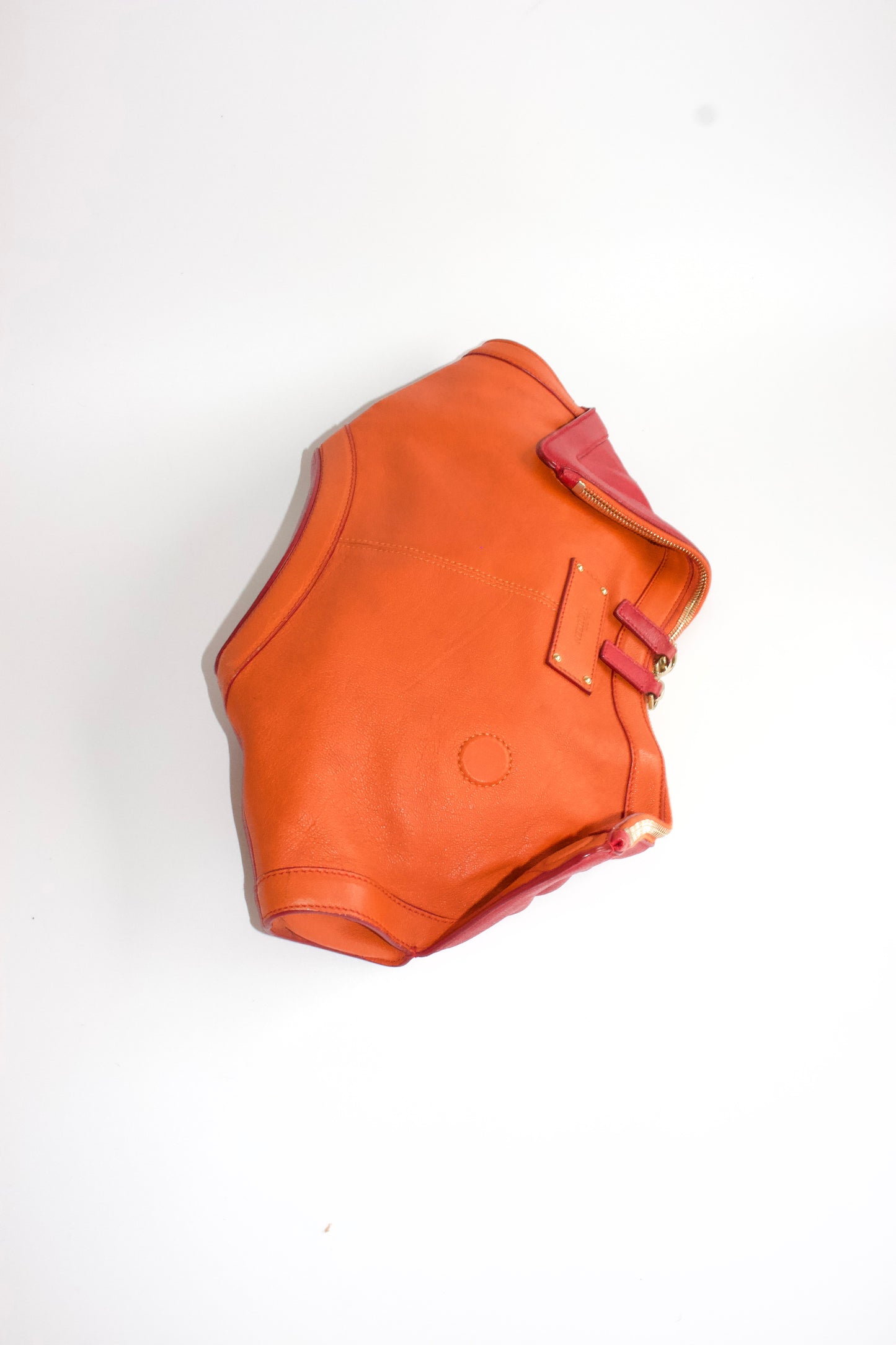Alexander McQueen SS 2010 De Manta red & orange leather clutch