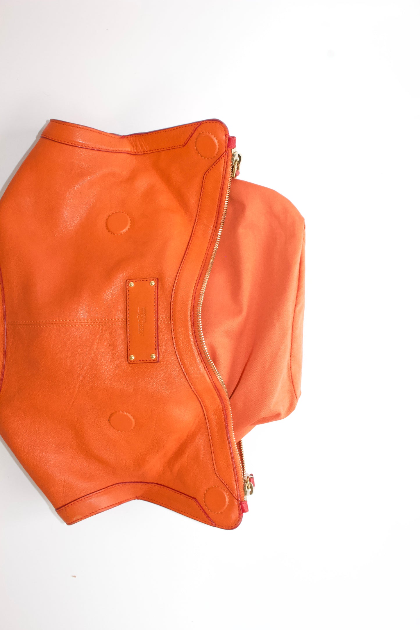Alexander McQueen SS 2010 De Manta red & orange leather clutch