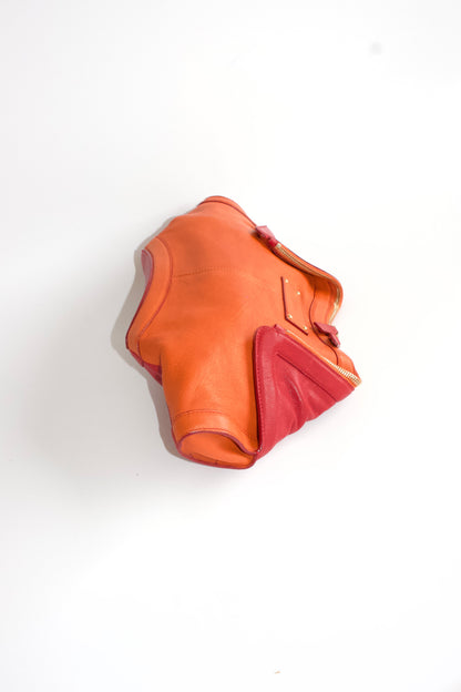 Alexander McQueen SS 2010 De Manta red & orange leather clutch