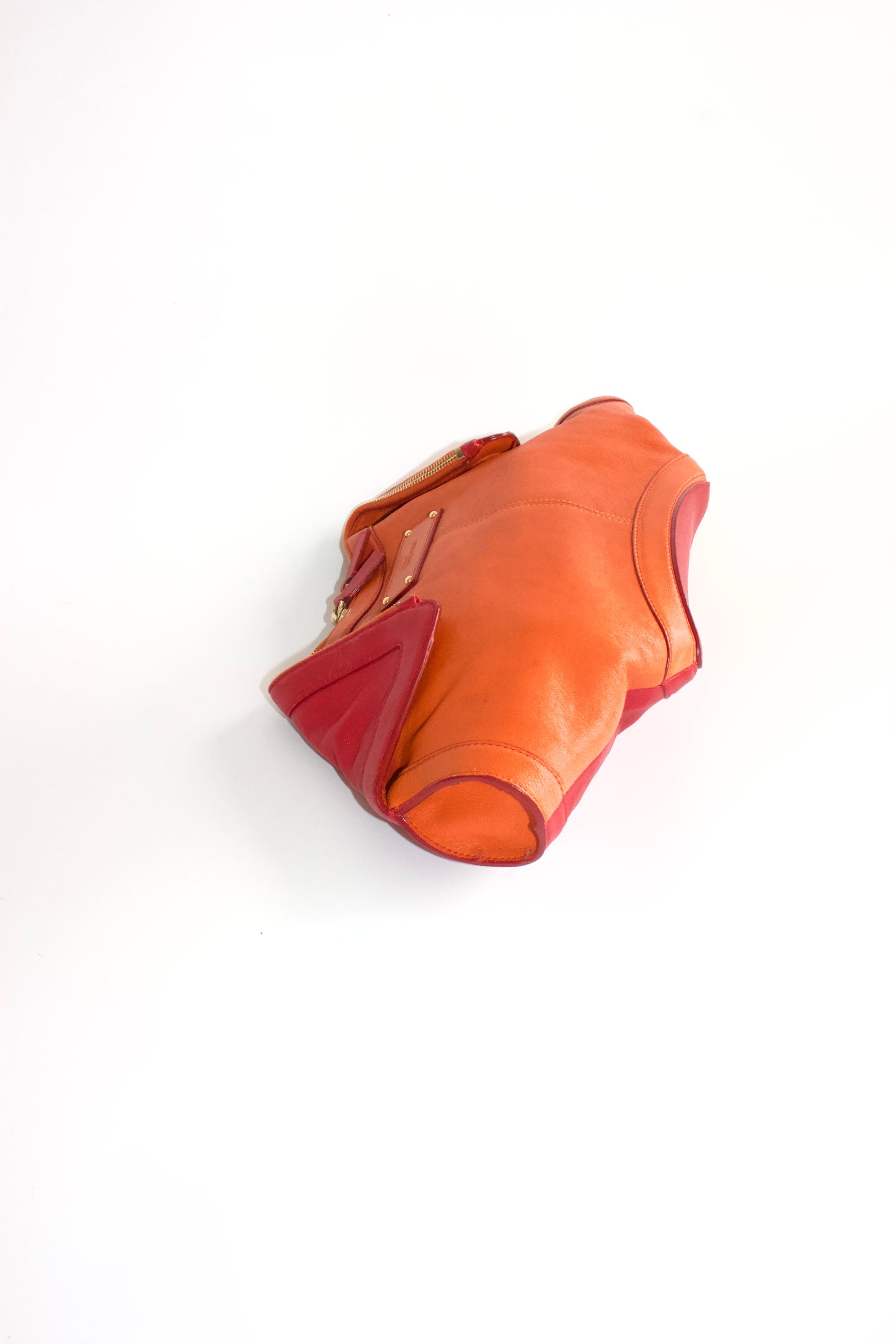 Alexander McQueen SS 2010 De Manta red & orange leather clutch