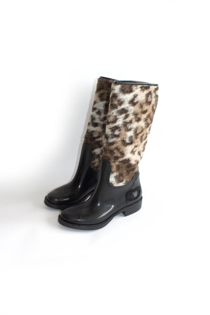 Roberto Cavalli cheetah print wellies