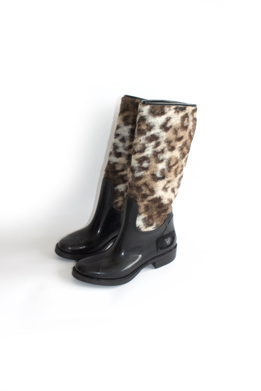 Roberto Cavalli cheetah print wellies