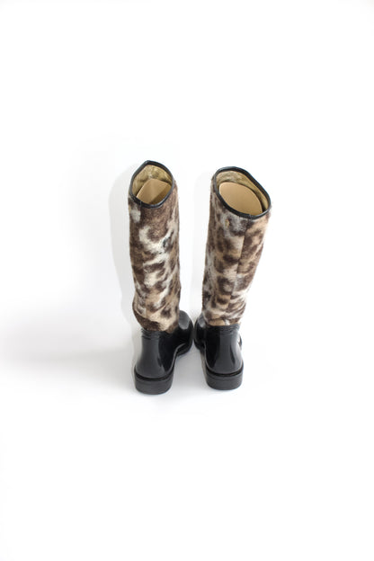 Roberto Cavalli cheetah print wellies