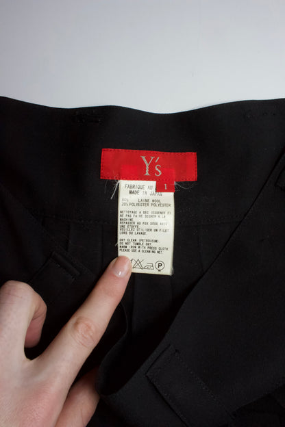 Yohji Yamamoto Y’s 2000s black asymmetrical pleated skirt