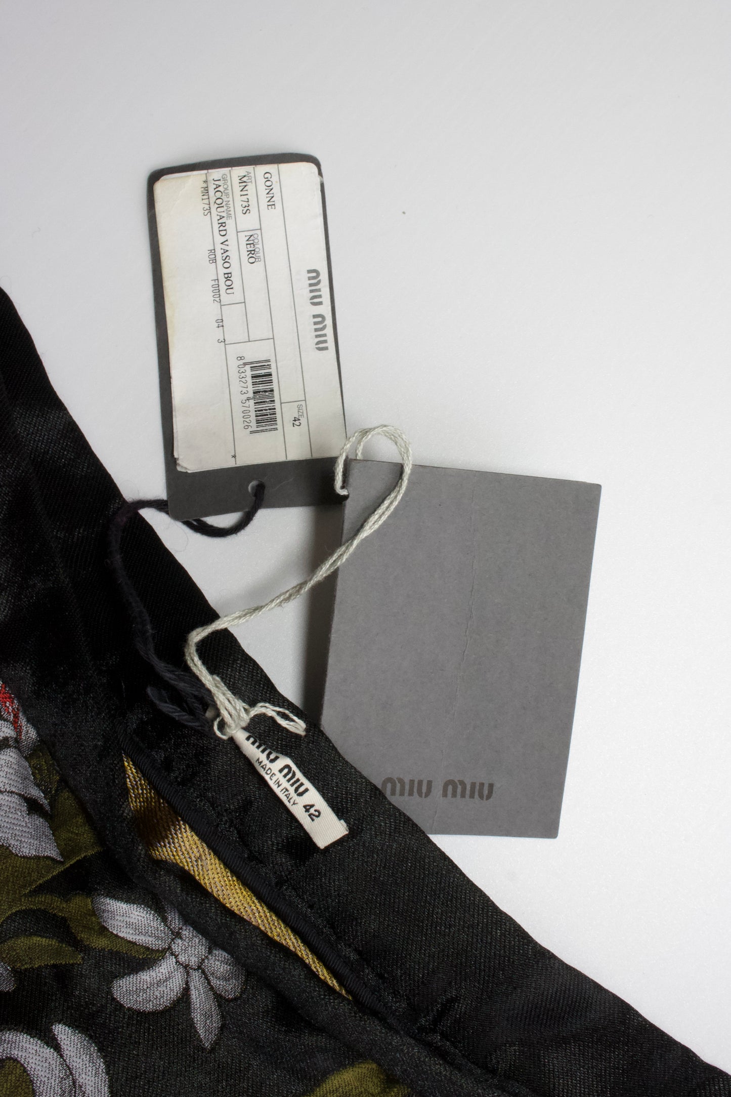 Miu Miu FW 2006 black jacquard mini-skirt