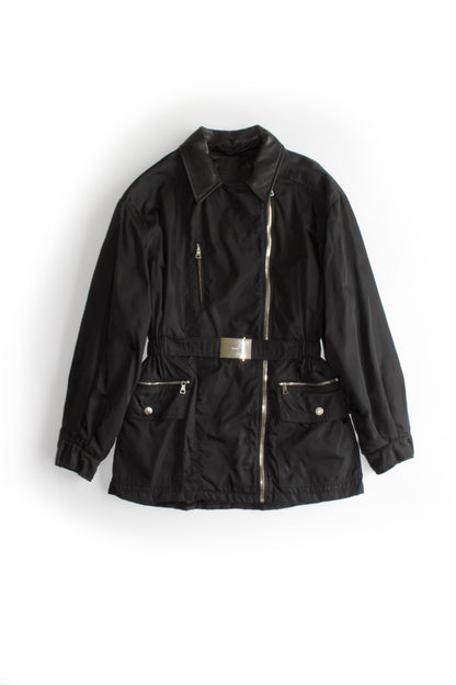 Prada FW 1994 black nylon & leather jacket