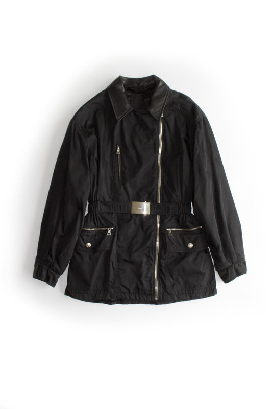 Prada FW 1994 black nylon & leather jacket