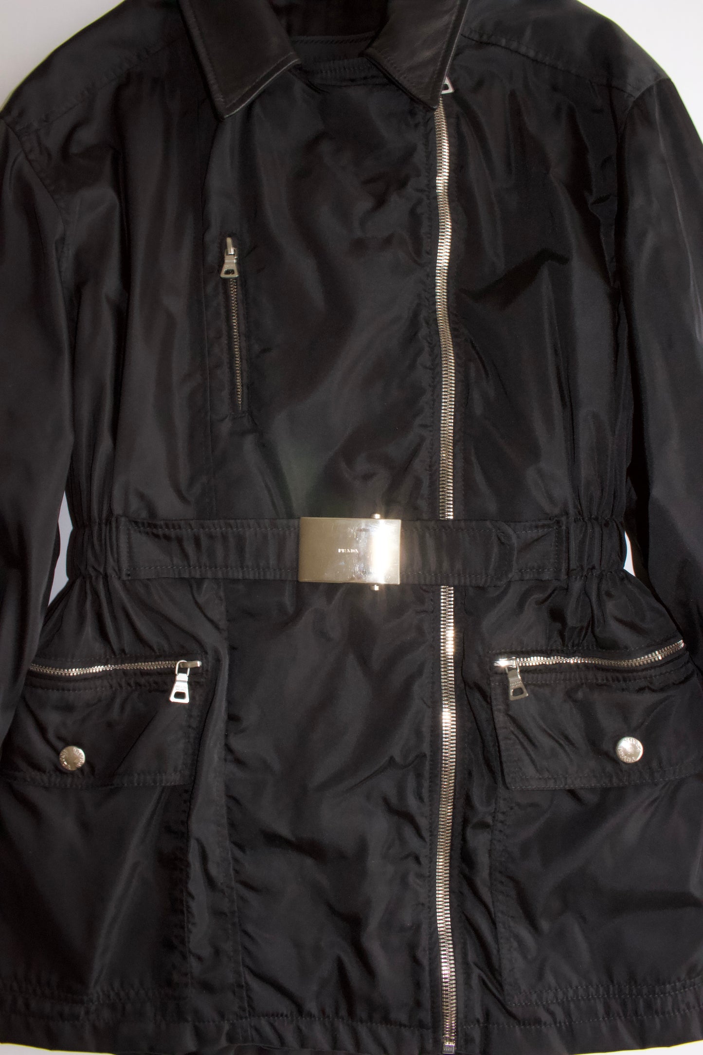Prada FW 1994 black nylon & leather jacket