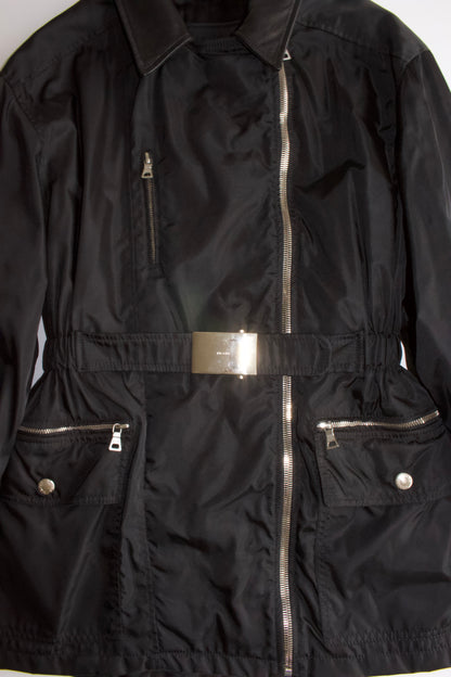 Prada FW 1994 black nylon & leather jacket