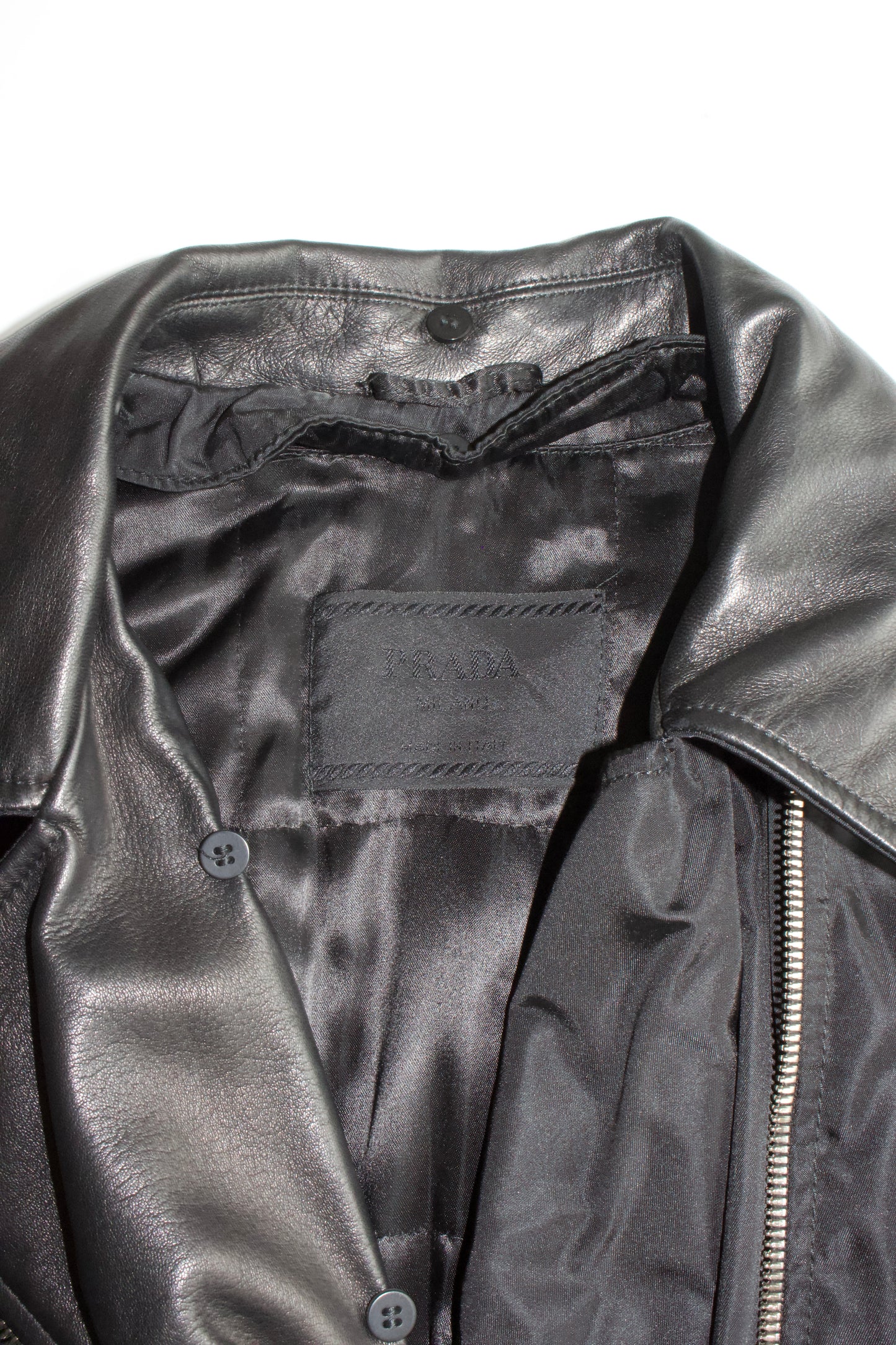 Prada FW 1994 black nylon & leather jacket