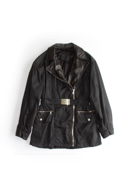 Prada FW 1994 black nylon & leather jacket