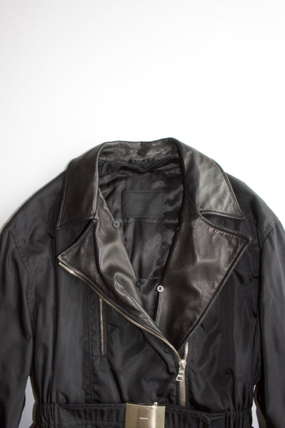 Prada FW 1994 black nylon & leather jacket