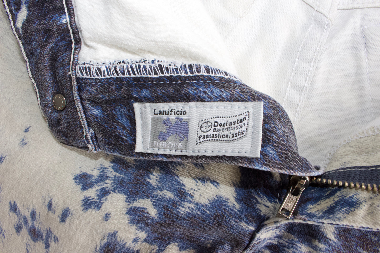 Roberto Cavalli FW 1999 cow print blue jeans