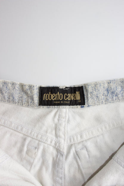 Roberto Cavalli FW 1999 cow print blue jeans