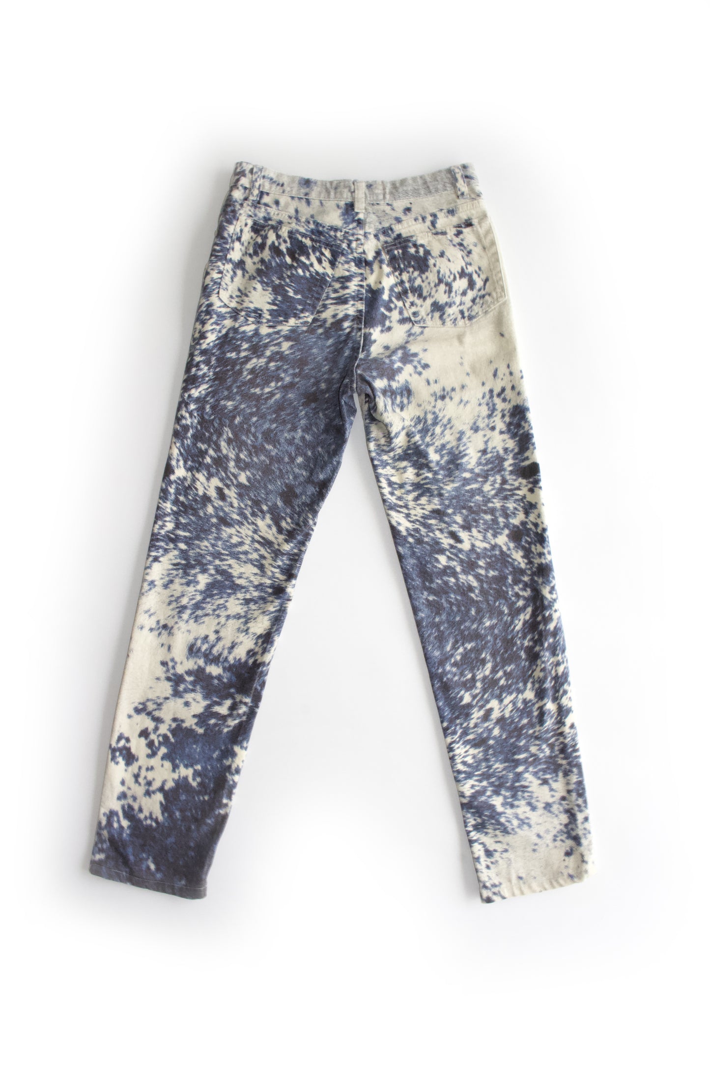 Roberto Cavalli FW 1999 cow print blue jeans