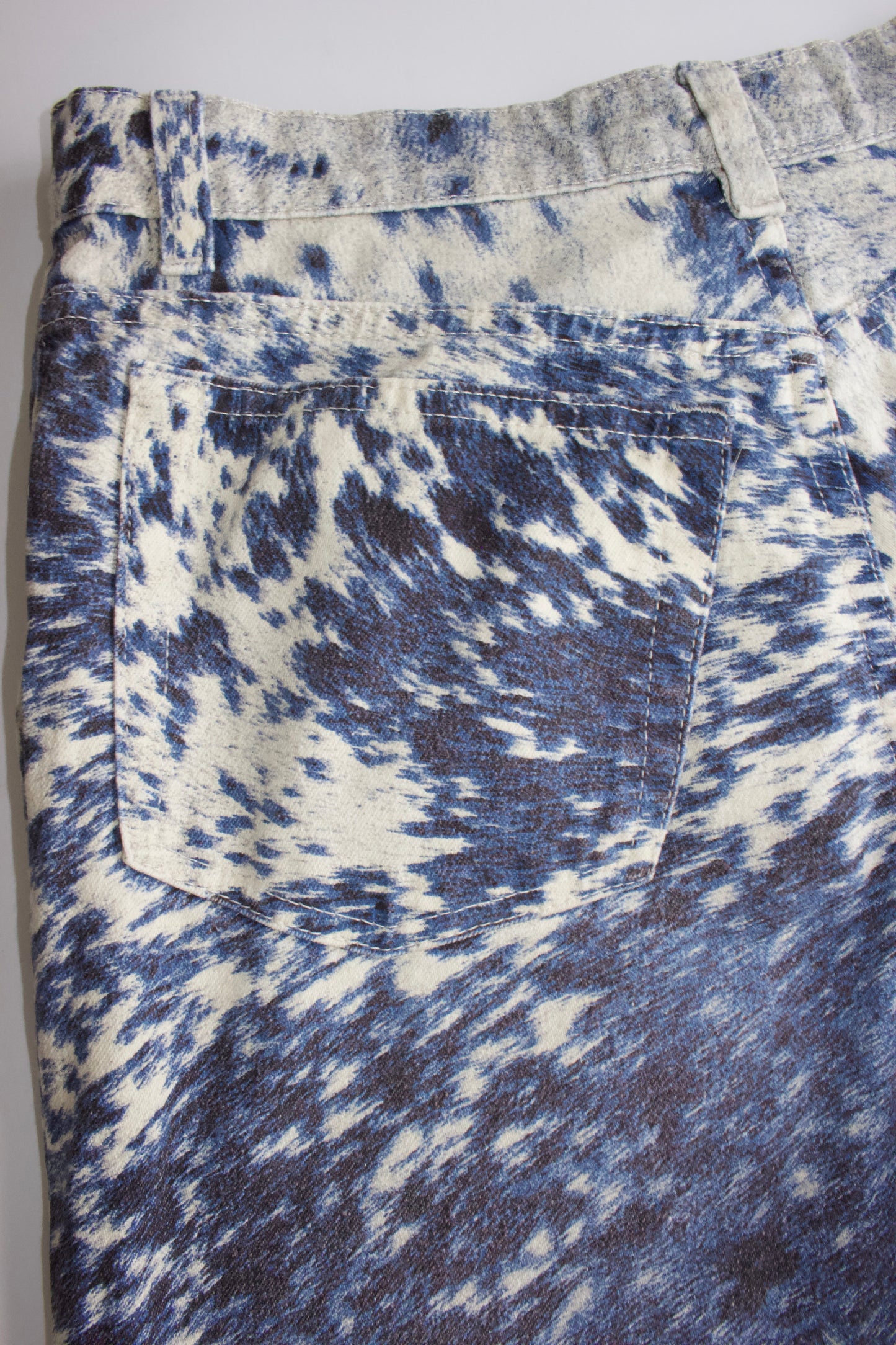 Roberto Cavalli FW 1999 cow print blue jeans