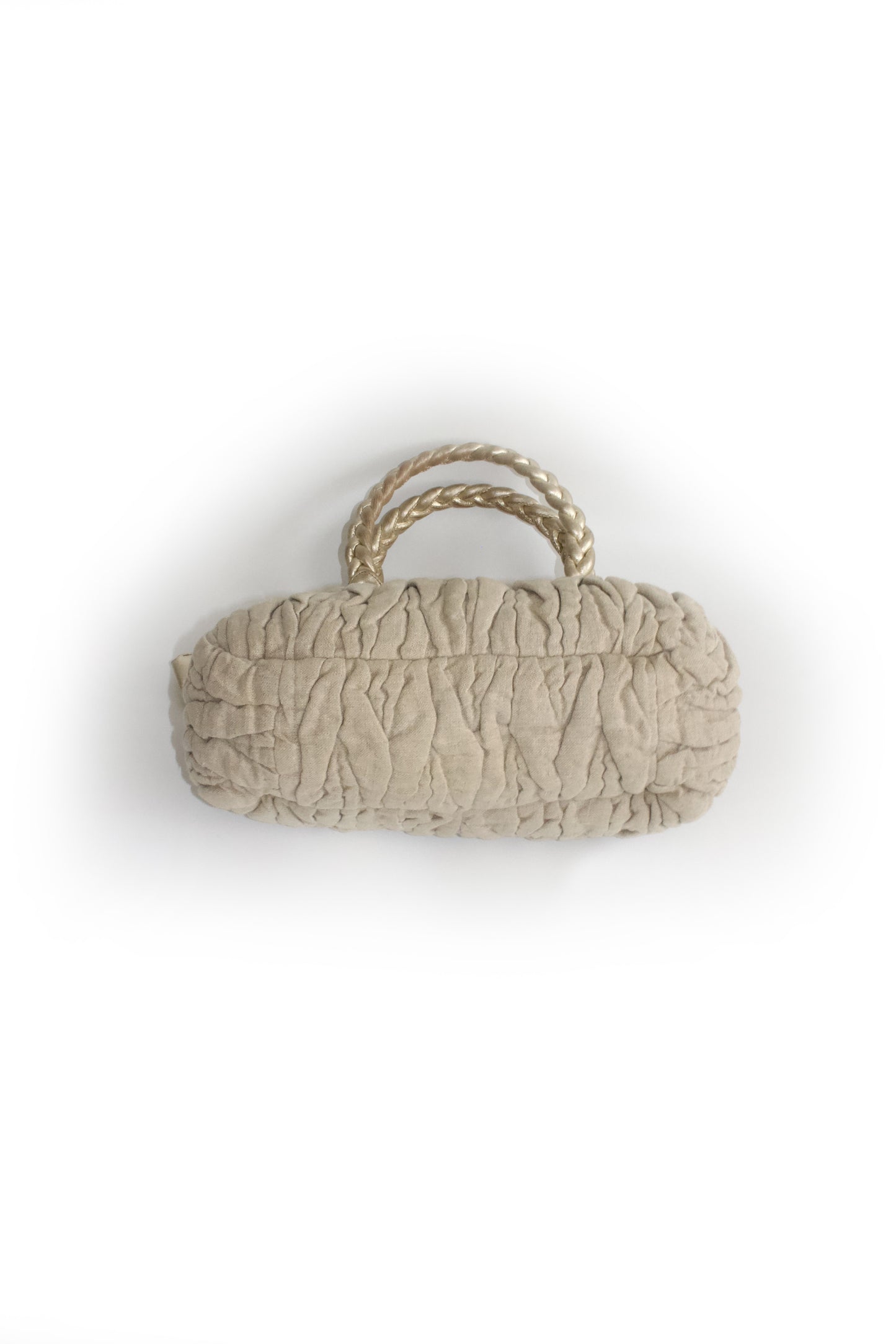 Miu Miu FW 2006 beige-gold canvas matelassé Coffer handbag