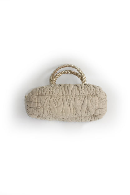 Miu Miu FW 2006 beige-gold canvas matelassé Coffer handbag