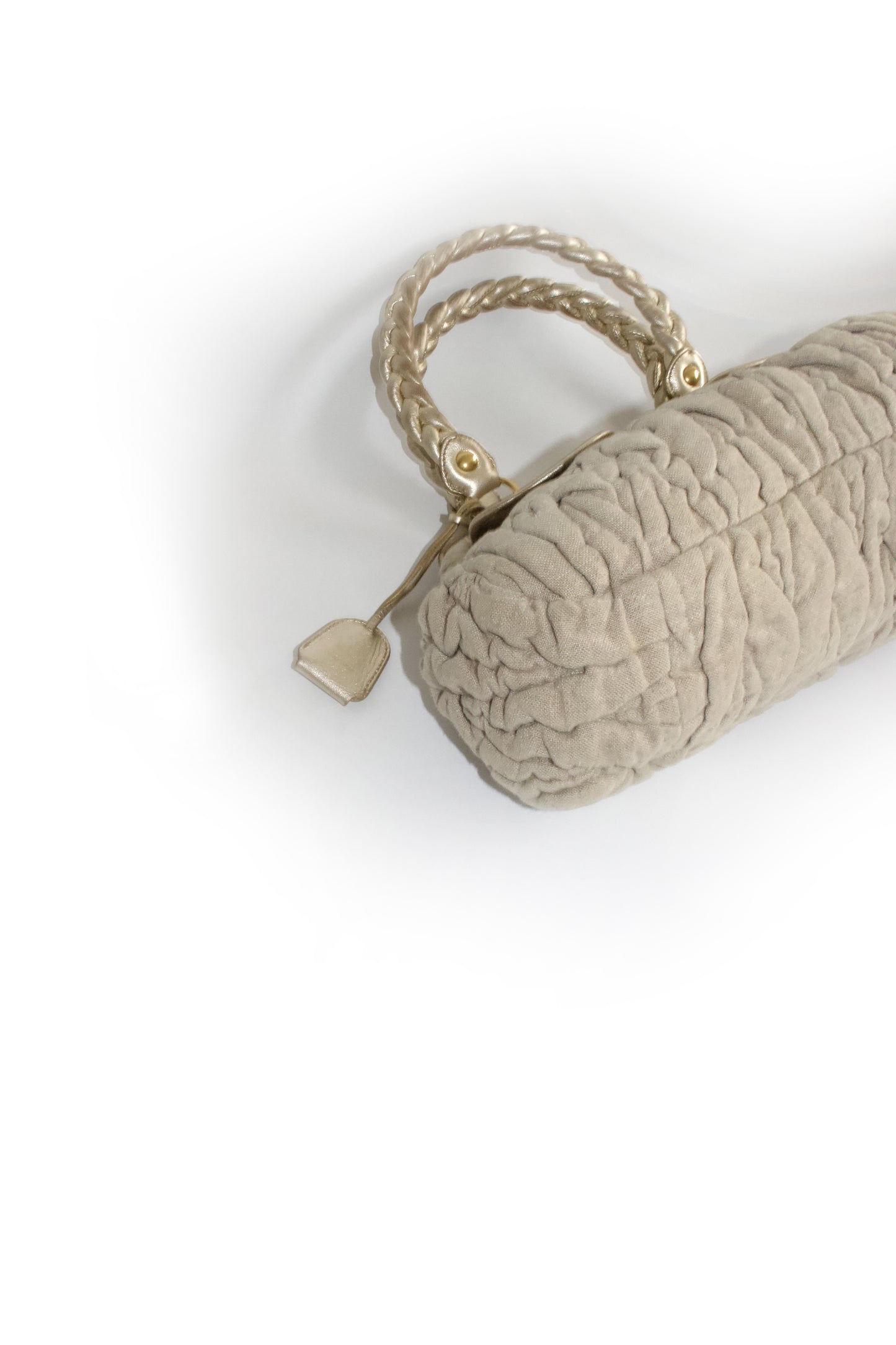 Miu Miu FW 2006 beige-gold canvas matelassé Coffer handbag