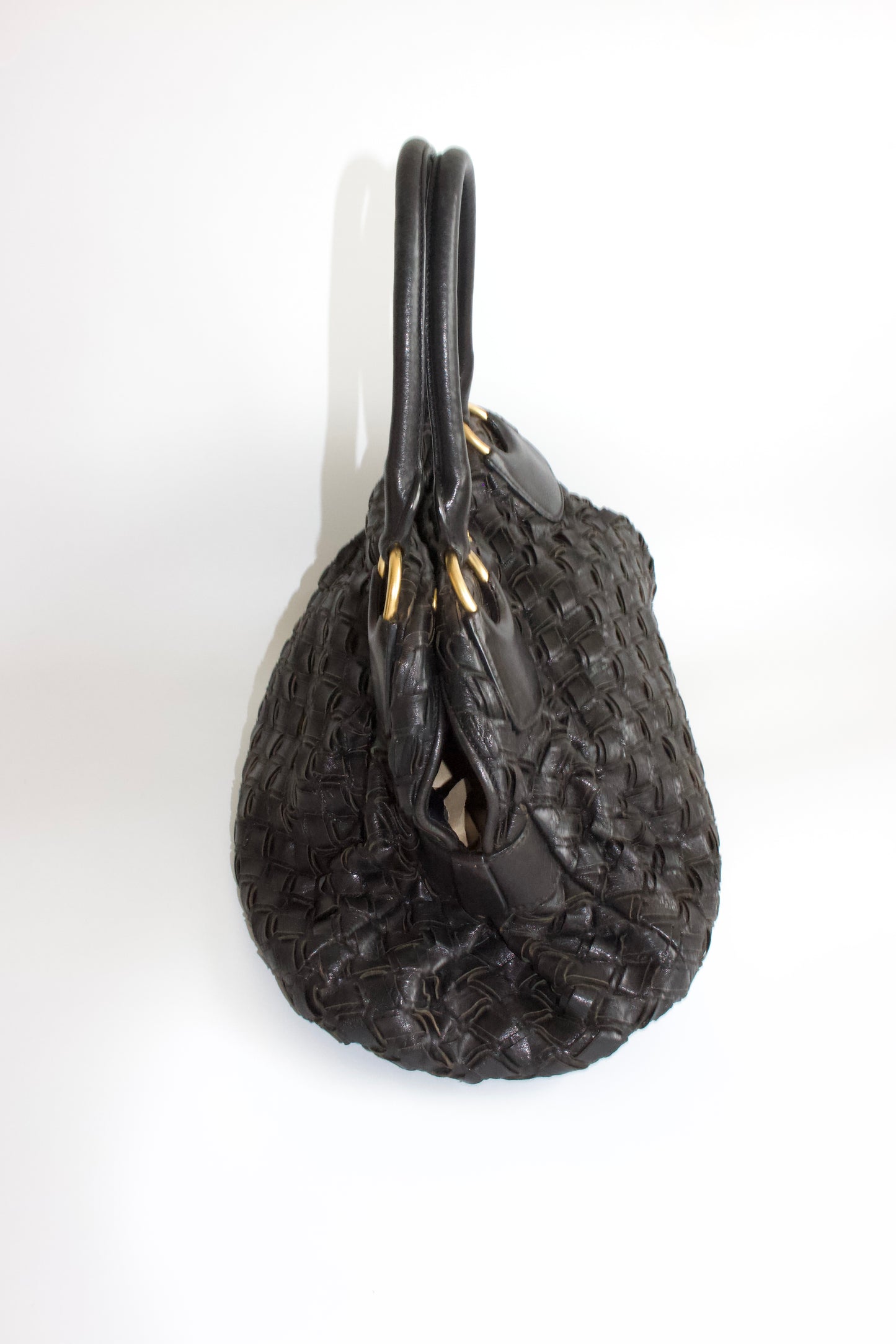 Miu Miu black woven leather handbag