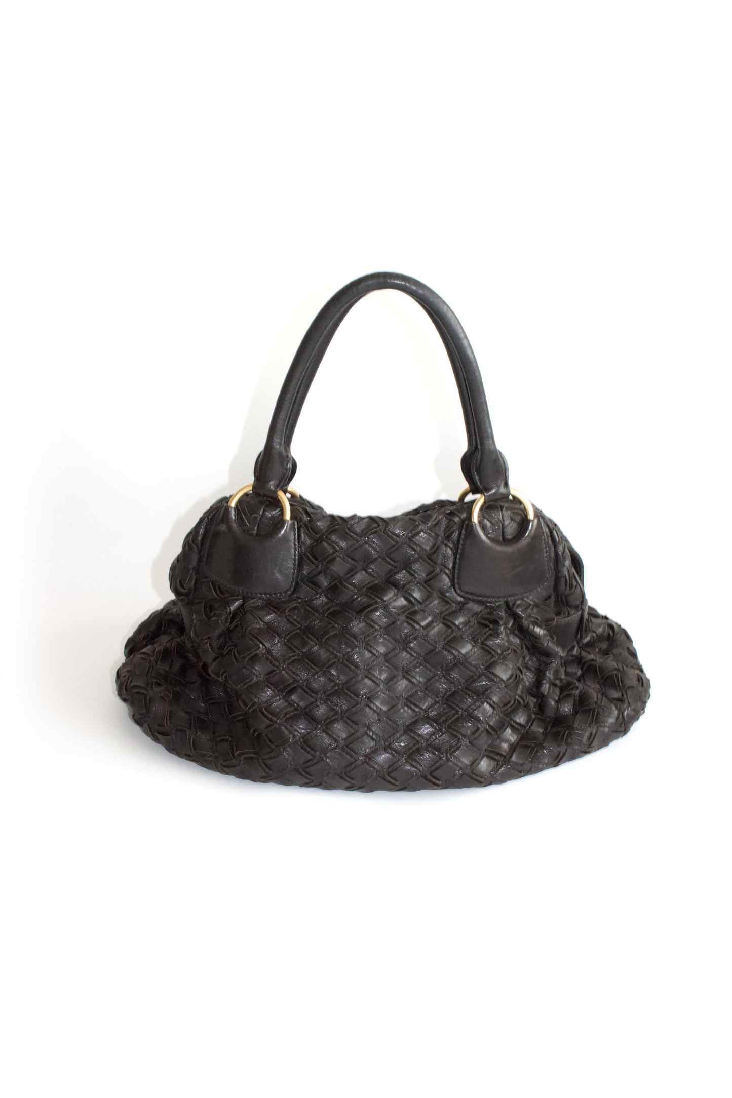 Miu Miu black woven leather handbag