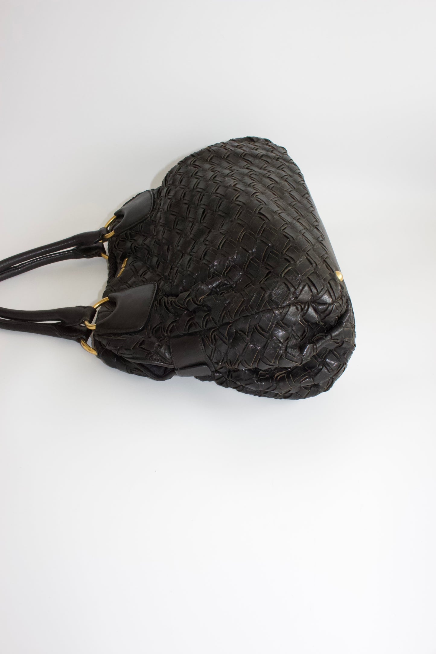 Miu Miu black woven leather handbag