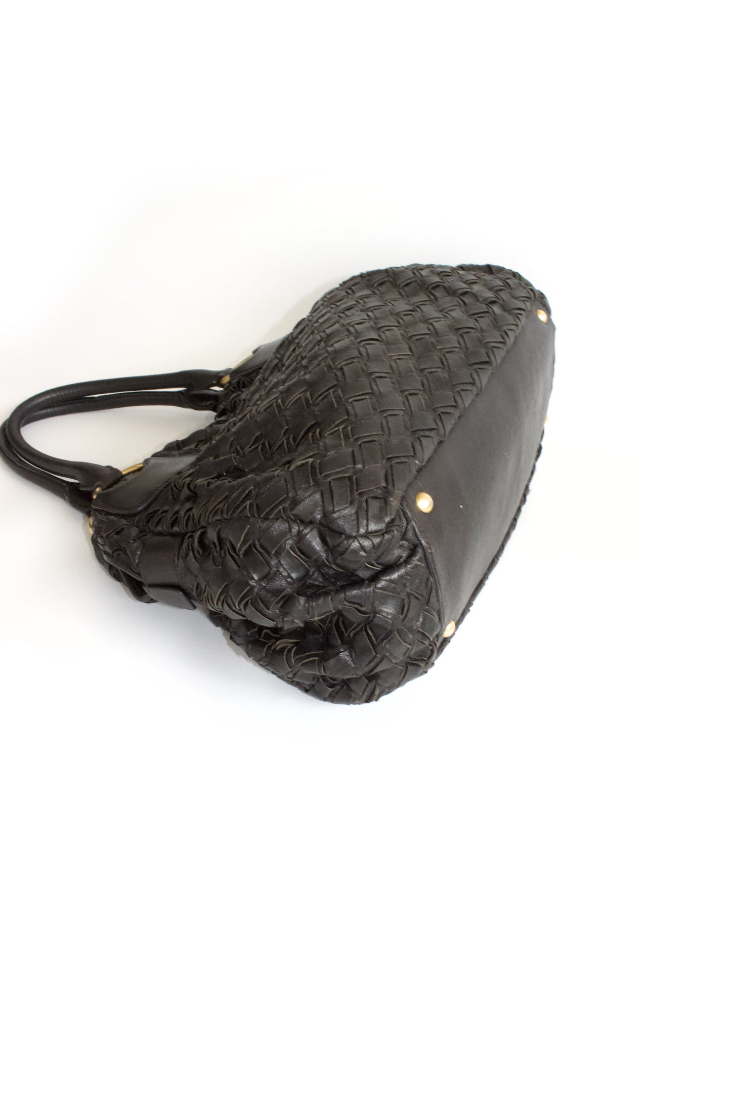 Miu Miu black woven leather handbag