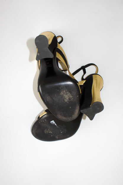 Prada SS 2008 black and gold suede heels