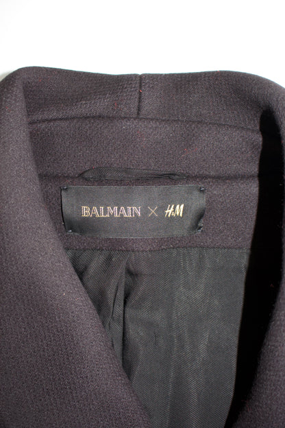 Balmain x H&M black wool coat