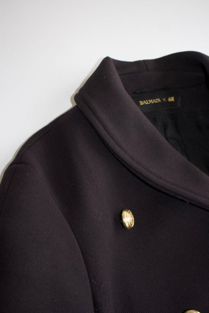 Balmain x H&M black wool coat