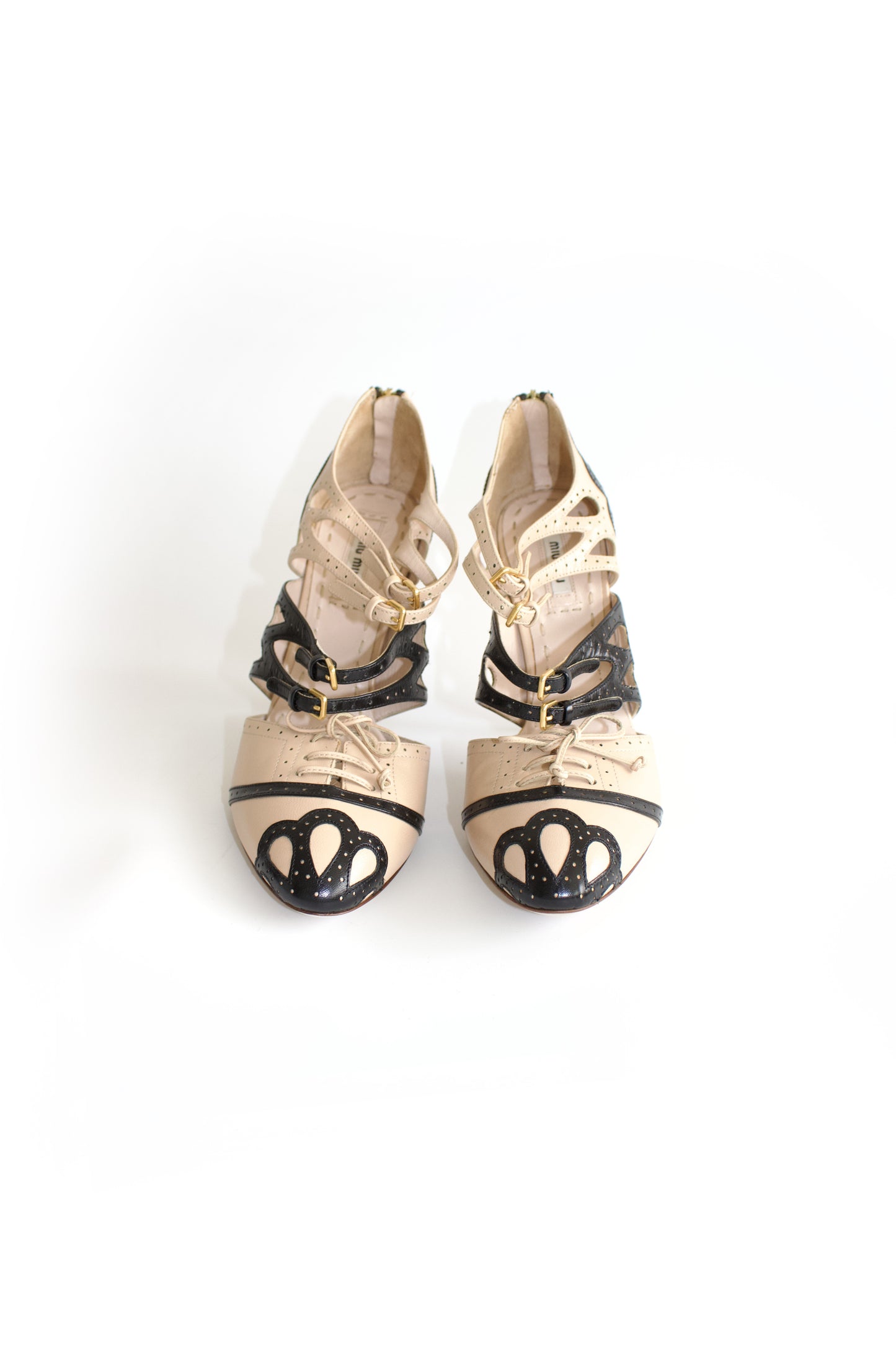 Miu Miu SS 2011 beige leather Oxford-style heels