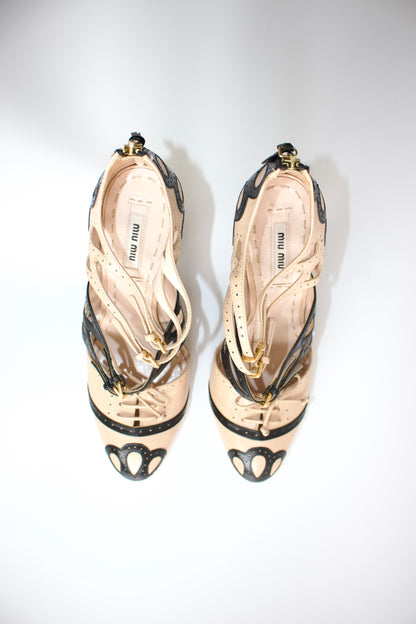 Miu Miu SS 2011 beige leather Oxford-style heels