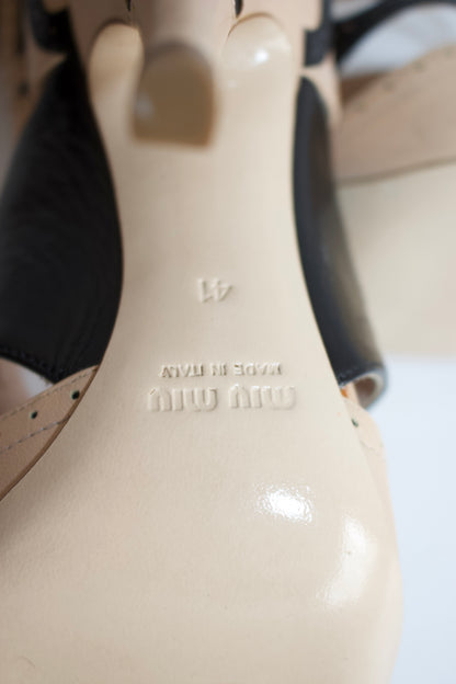 Miu Miu SS 2011 beige leather Oxford-style heels