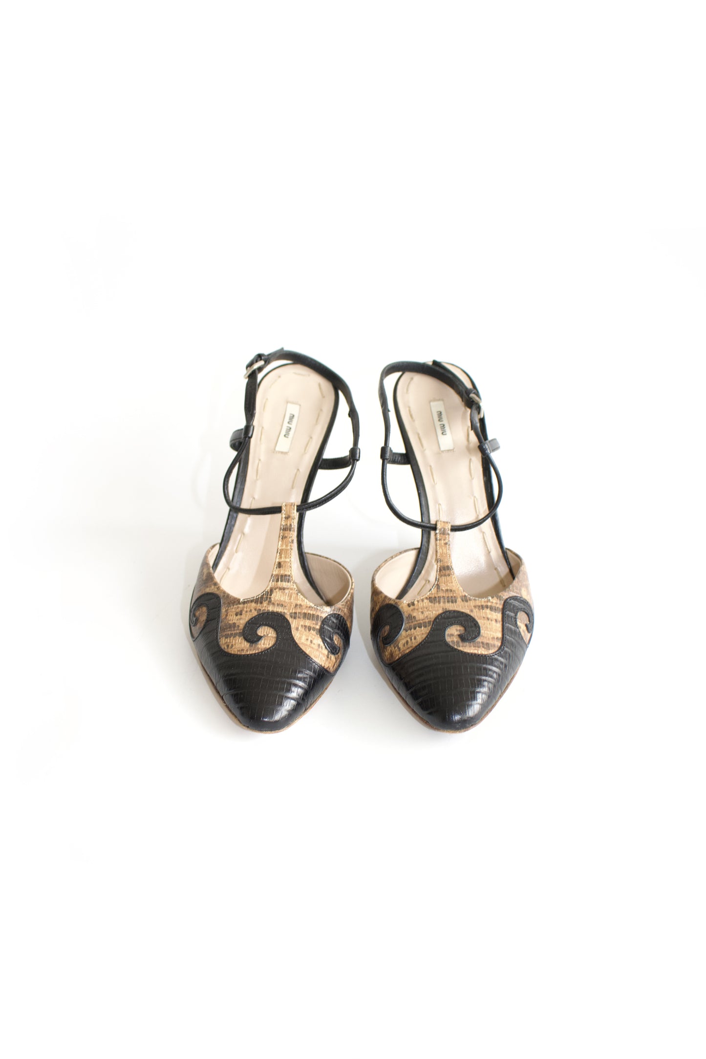 Miu Miu SS 2009 brown & black snakeskin wedges