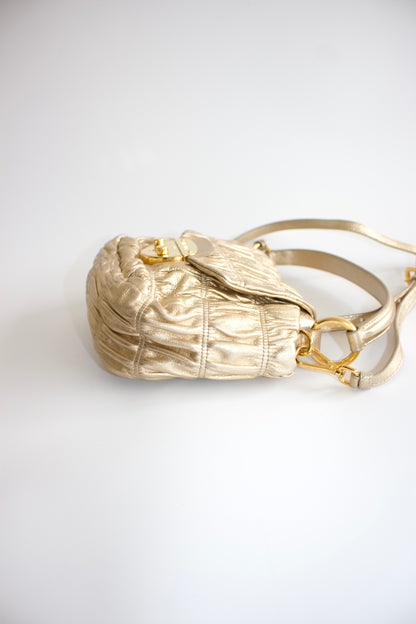 Prada golden gaufre leather crossbody bag